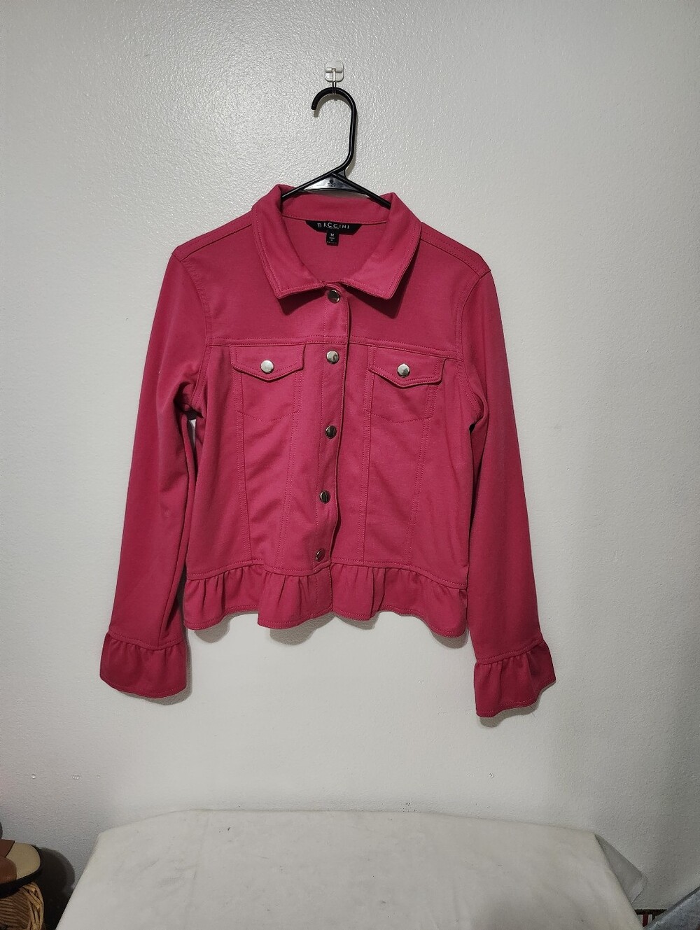 Magenta Ruffled Hem Jacket By Baccini